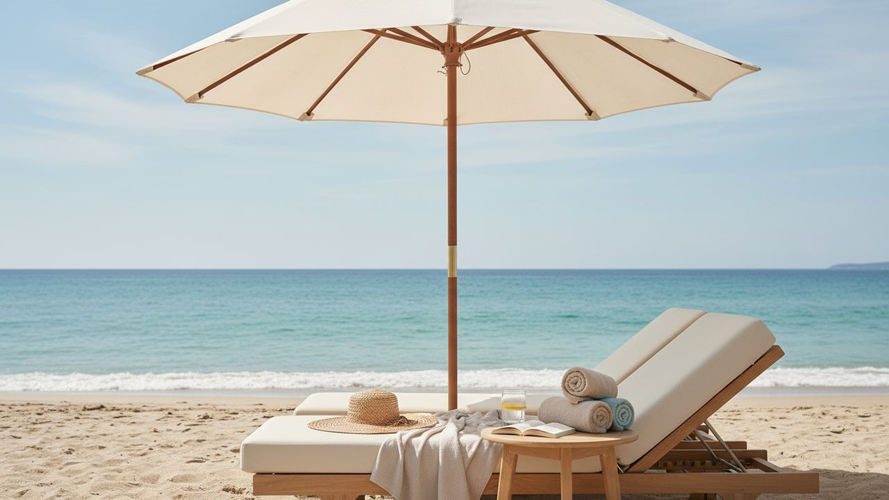 Alterner entre soleil et l'ombre d'un parasol