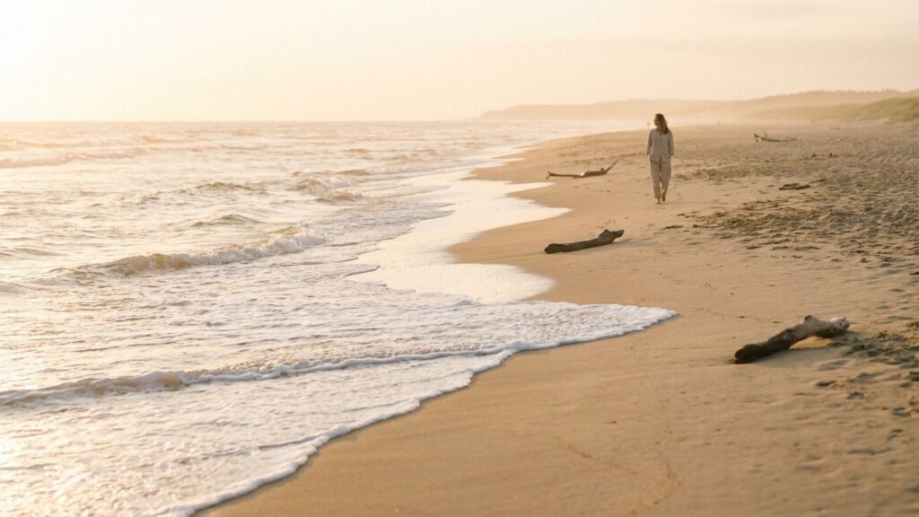 Personne qui marche sur la plage