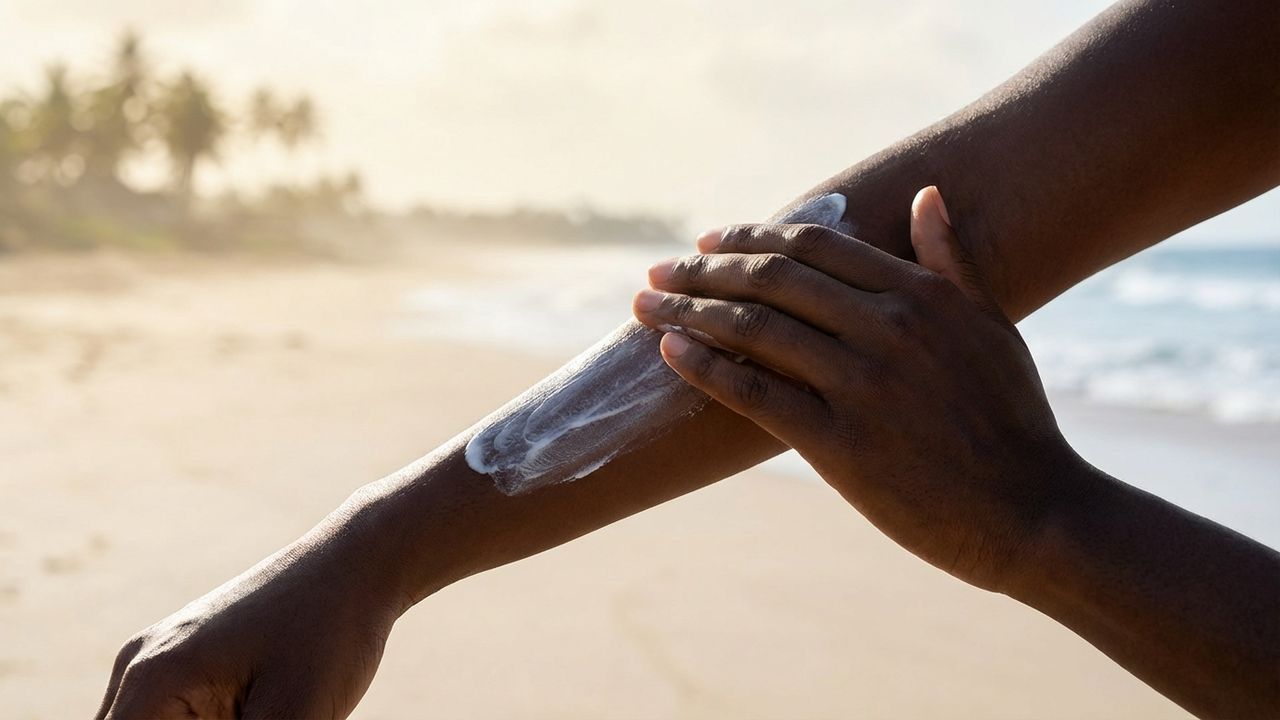 Mettre de la crème solaire sur la peau noire