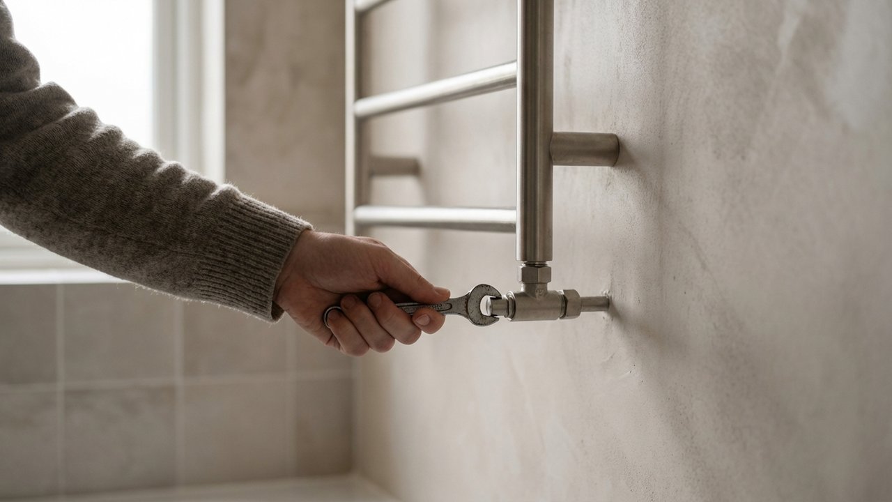 Ouverture progressive de la vanne de purge d'un sèche-serviette