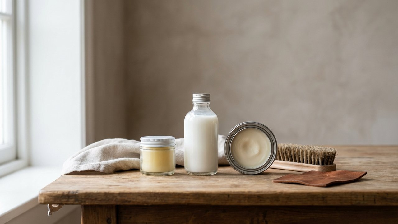 Sélection de produits pour nourrir et entretenir le cuir