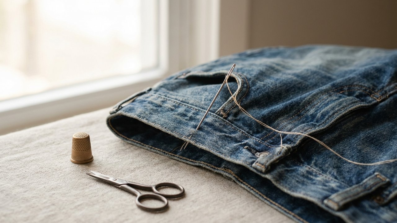 Technique de couture avec pinces pour retrecir durablement un pantalon