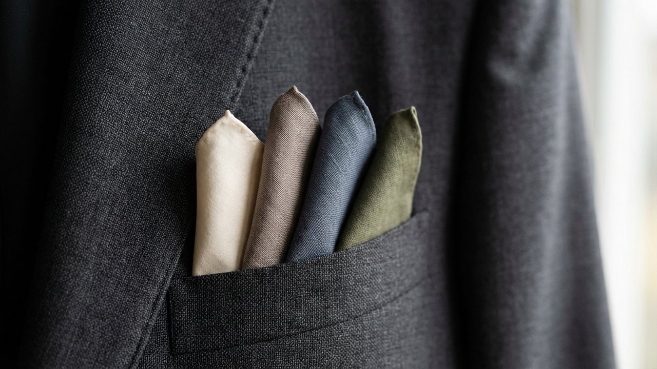 Les quatre plis classiques de pochette de costume : présidentiel, une pointe, deux pointes et bouffant