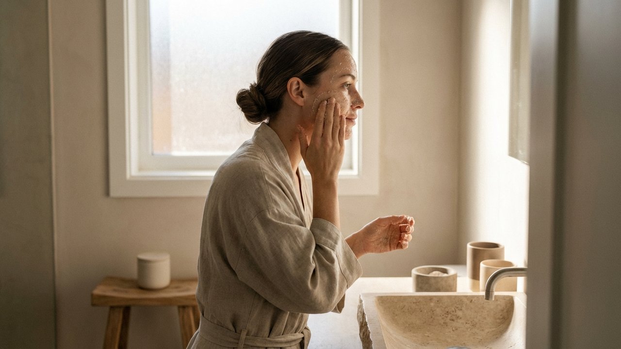 Exfoliation douce de la peau avant l'exposition au soleil