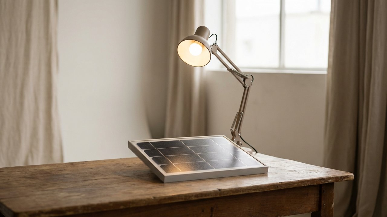 Panneau solaire placé sous une lampe LED pour maximiser la charge
