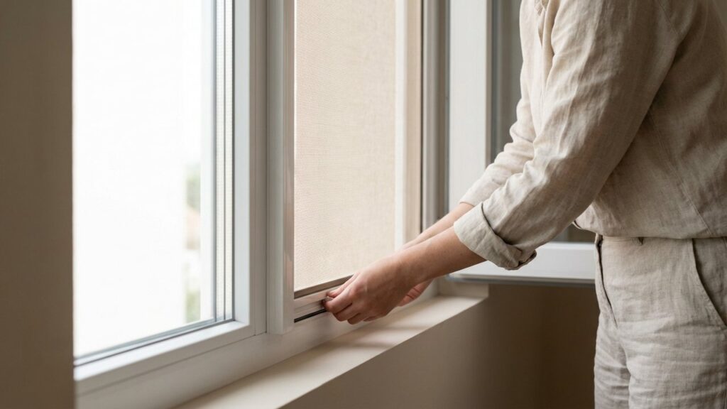 Installation d'une moustiquaire enroulable sur une fenêtre PVC