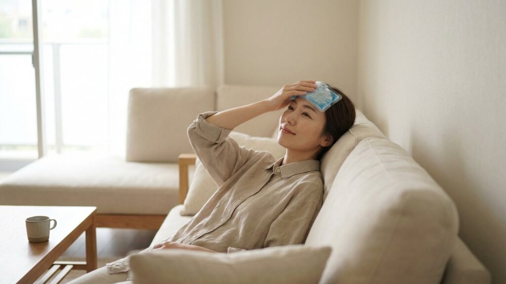 Femme se reposant après une injection de botox