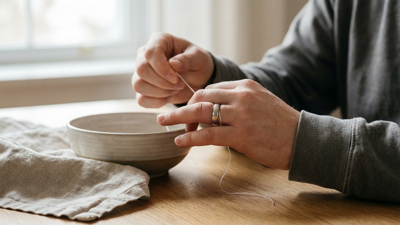 Technique du fil dentaire pour enlever une bague coincée