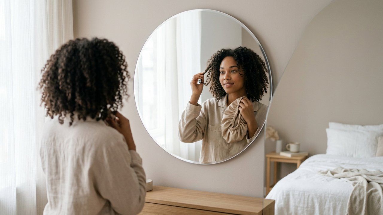 Cheveux lisses et bien hydratés après une nuit avec un bonnet en soie