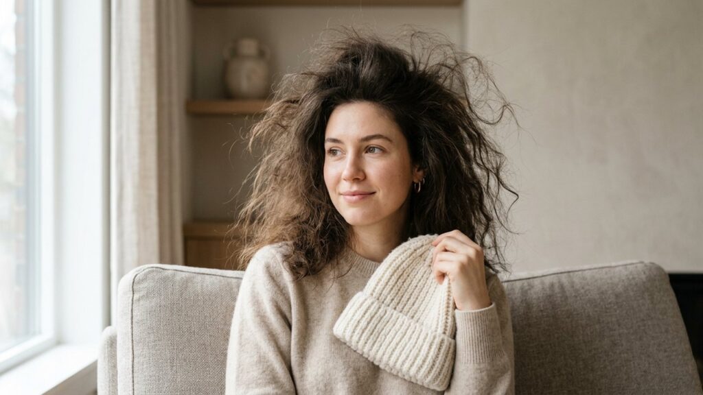 Cheveux électriques et gonflants après avoir enlevé un bonnet